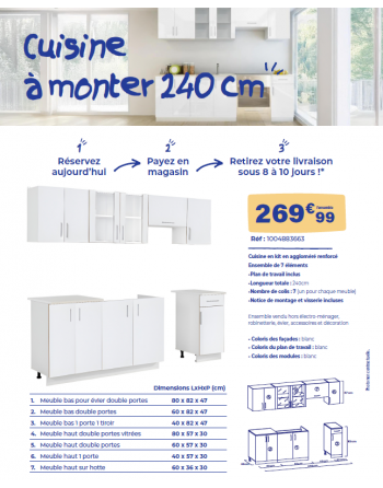 CUISINE A MONTER 240 CM
