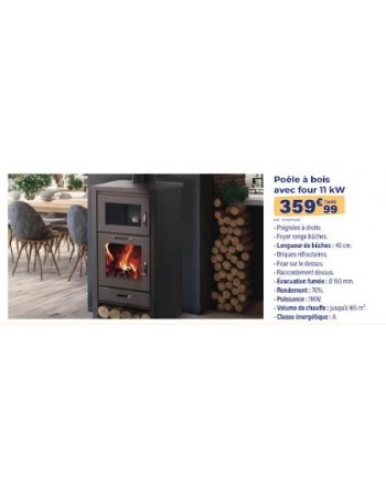 POELE A BOIS AVEC FOUR 11KW